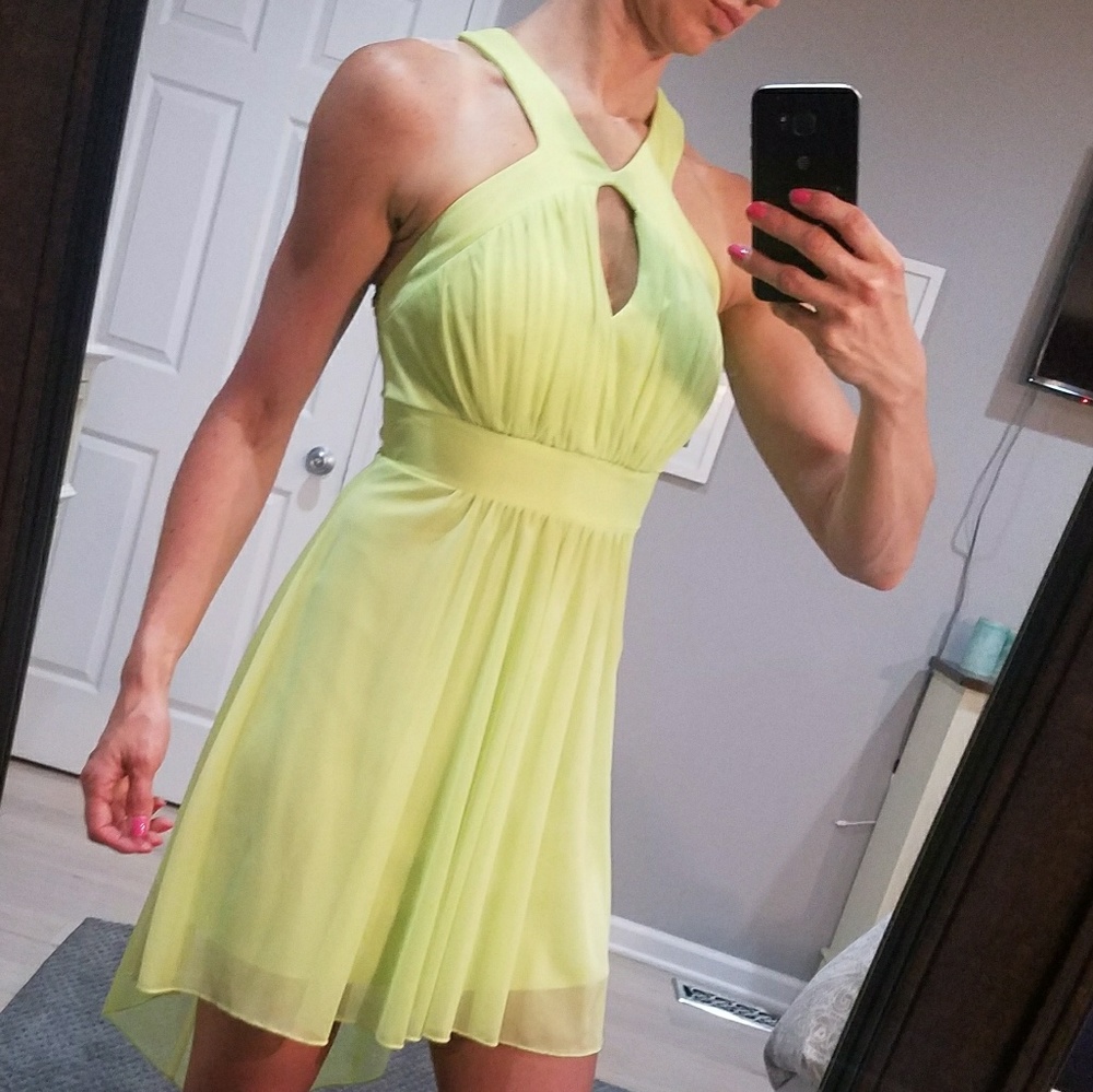 Lime green halter style latin dance salsa dress